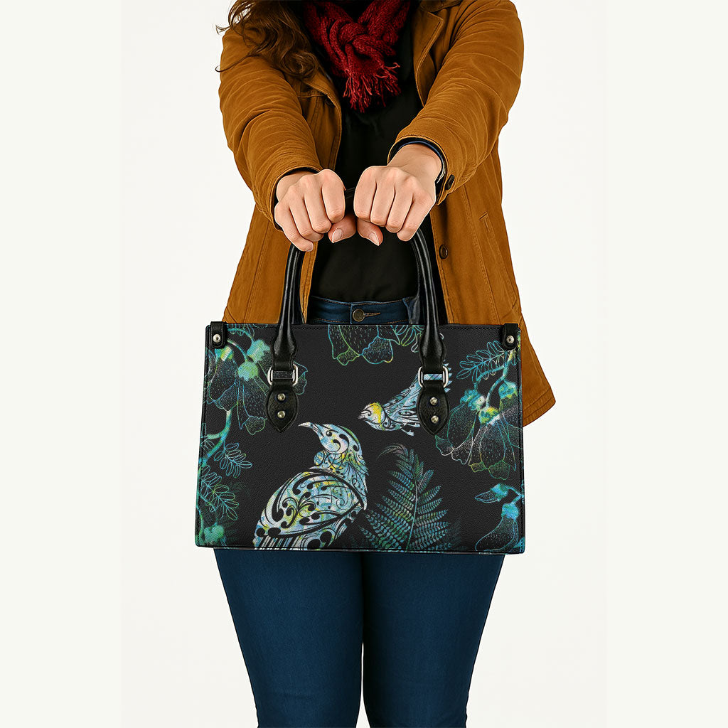 Aotearoa Maori Mahuru Leather Bag Spring Time - Paua Shell Green LT7 - Polynesian Pride