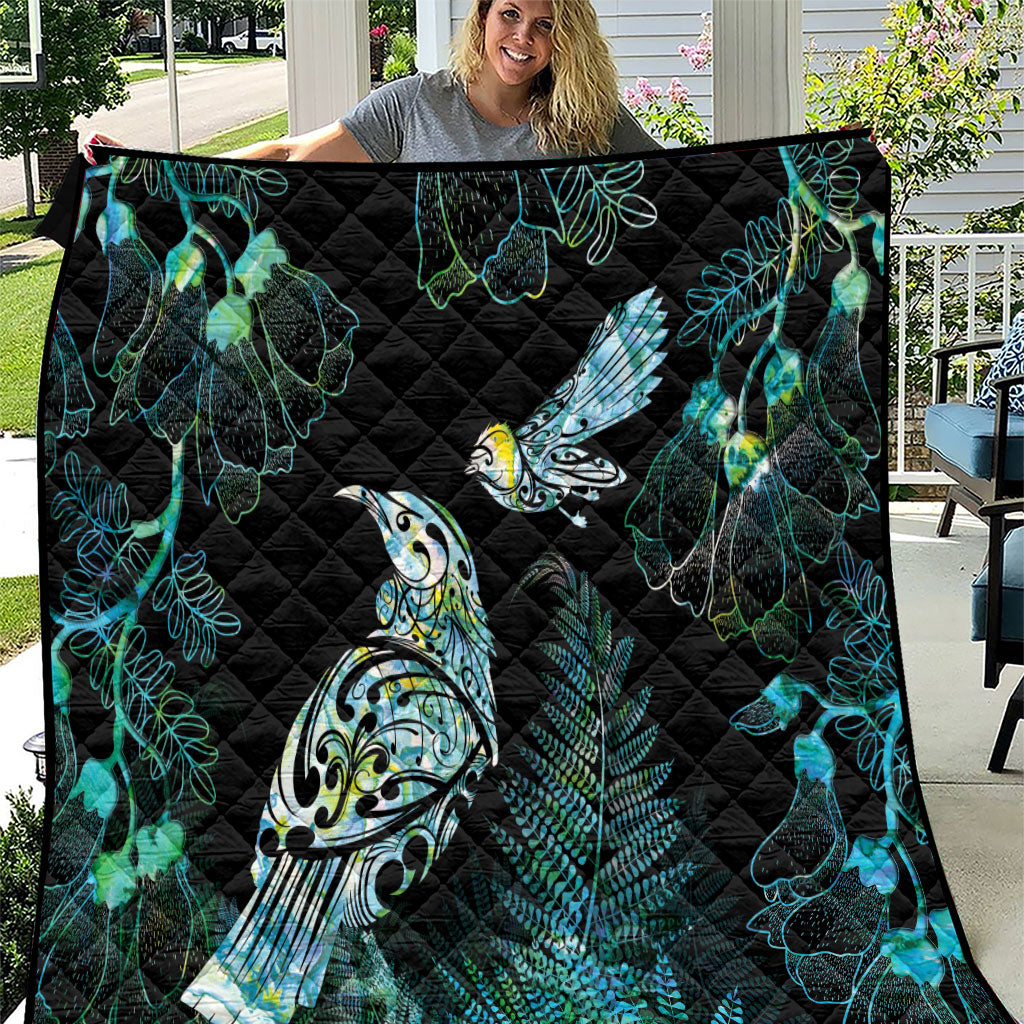 Aotearoa Maori Mahuru Quilt Spring Time - Paua Shell Green LT7 Black - Polynesian Pride