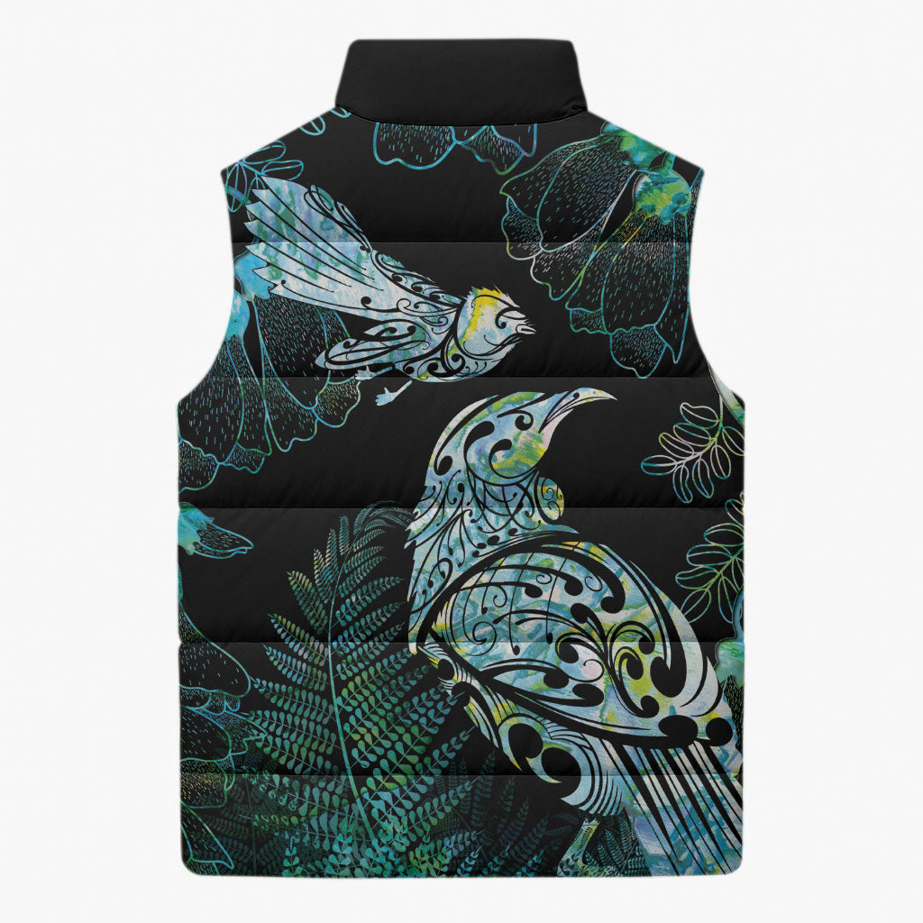 Aotearoa Maori Mahuru Sleeveless Puffer Jacket Spring Time - Paua Shell Green LT7 - Polynesian Pride