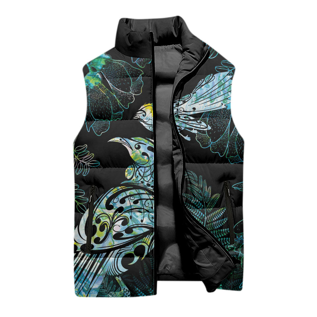 Aotearoa Maori Mahuru Sleeveless Puffer Jacket Spring Time - Paua Shell Green LT7 - Polynesian Pride