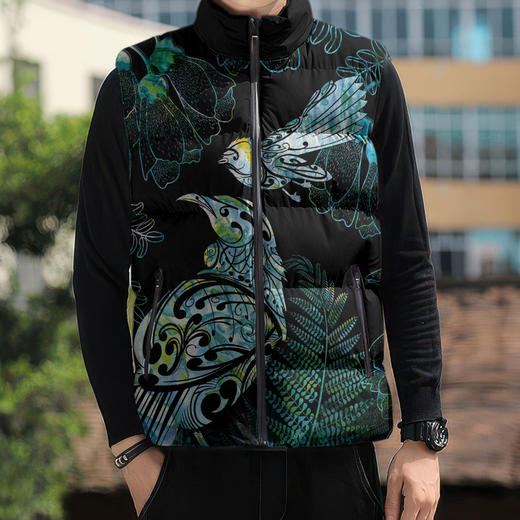 Aotearoa Maori Mahuru Sleeveless Puffer Jacket Spring Time - Paua Shell Green LT7 - Polynesian Pride