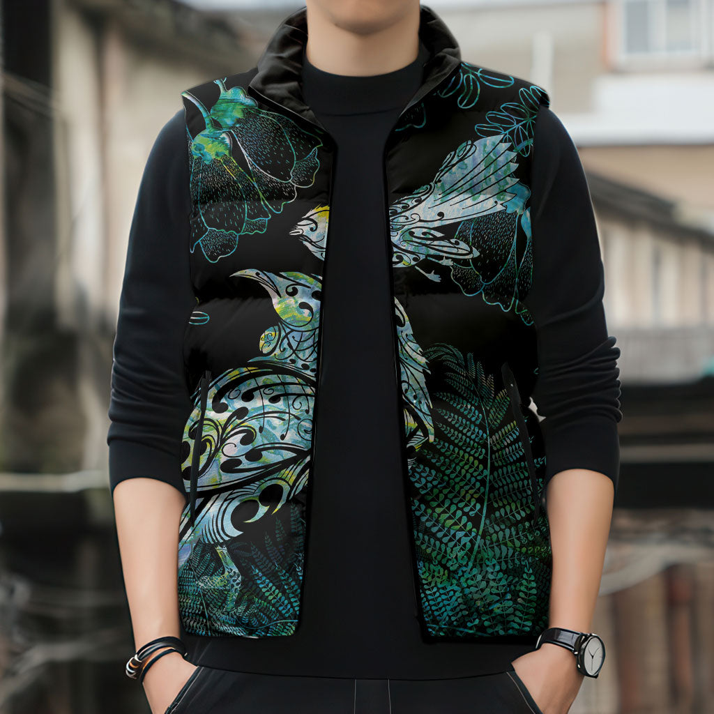 Aotearoa Maori Mahuru Sleeveless Puffer Jacket Spring Time - Paua Shell Green LT7 - Polynesian Pride