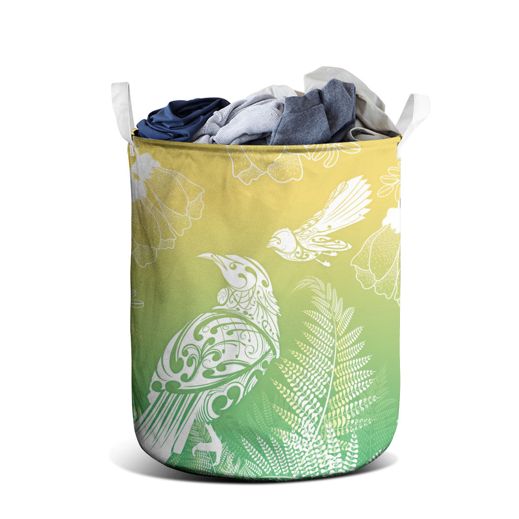 Aotearoa Maori Mahuru Tui With Pikawakawa Laundry Basket Spring Time LT7 - Polynesian Pride