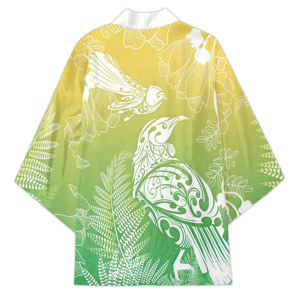 Aotearoa Maori Mahuru Tui With Pikawakawa Kimono Spring Time LT7 - Polynesian Pride