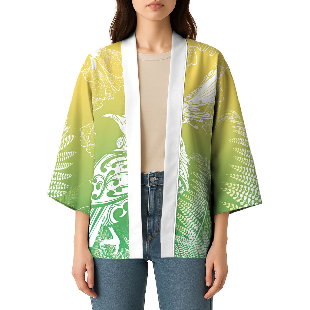Aotearoa Maori Mahuru Tui With Pikawakawa Kimono Spring Time LT7 - Polynesian Pride