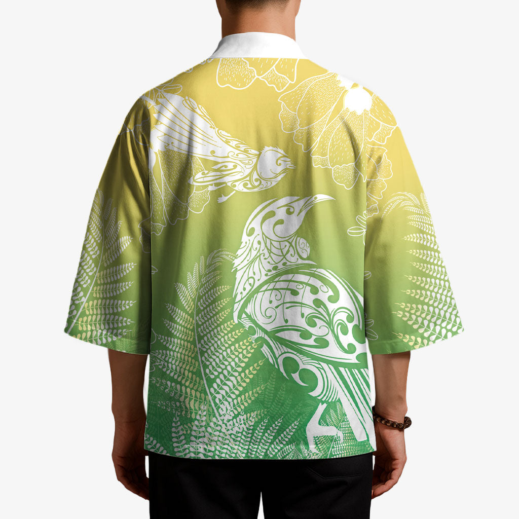 Aotearoa Maori Mahuru Tui With Pikawakawa Kimono Spring Time LT7 - Polynesian Pride