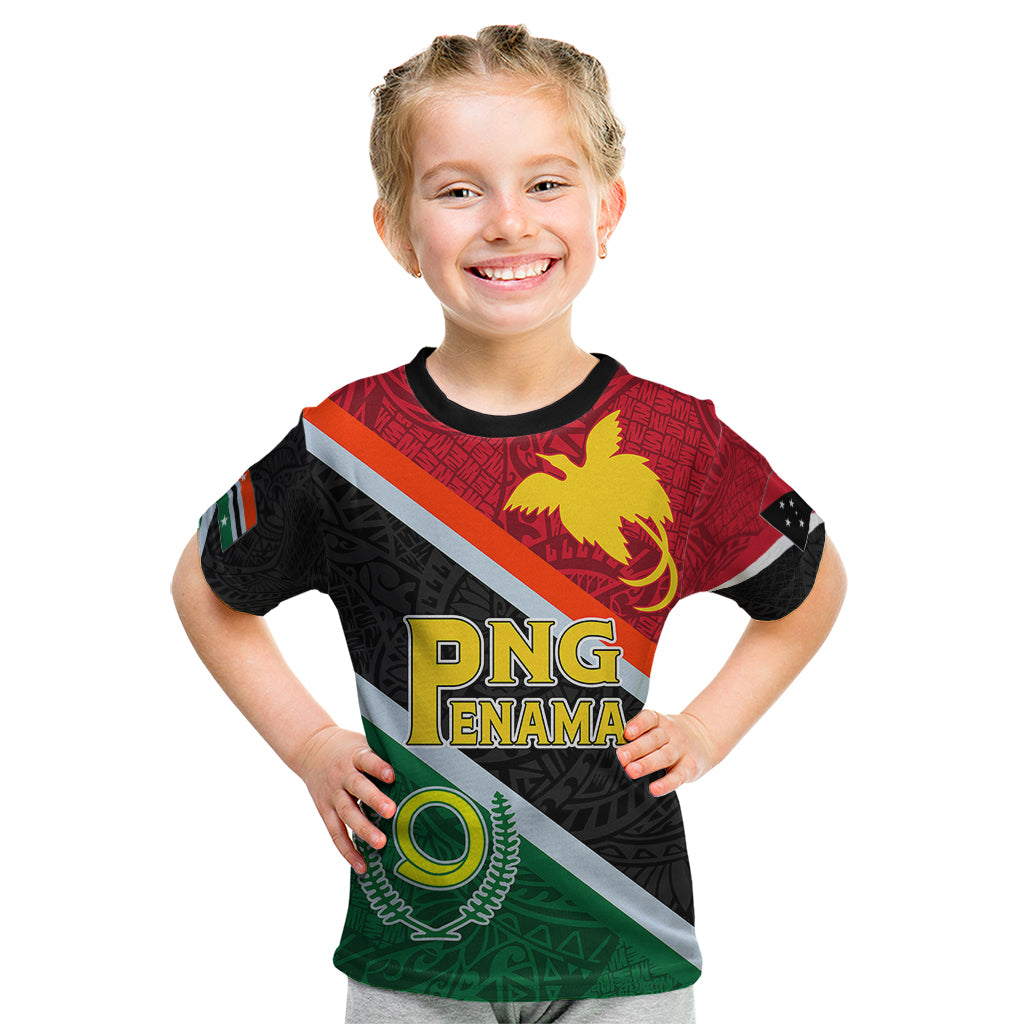 Personalised Penama and Papua New Guinea Day Kid T Shirt Emblem Mix Style LT7 Colorful - Polynesian Pride