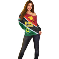 Personalised Penama and Papua New Guinea Day Off Shoulder Sweater Emblem Mix Style LT7 - Polynesian Pride