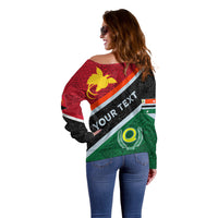Personalised Penama and Papua New Guinea Day Off Shoulder Sweater Emblem Mix Style LT7 - Polynesian Pride