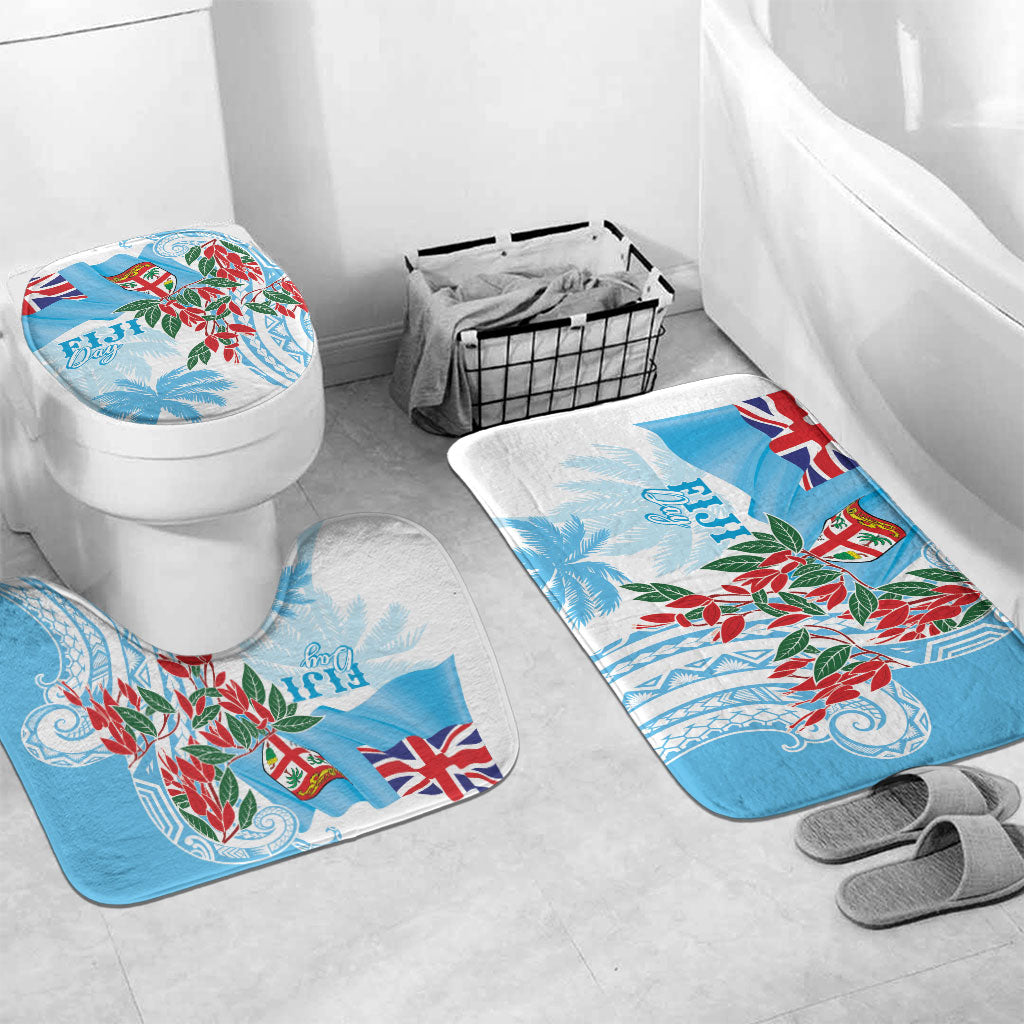 Bula Fiji Day Tagimaucia Palms Bathroom Set Toso Mai Viti LT7 Mat Set Only (3 pcs) One Size Turquoise - Polynesian Pride