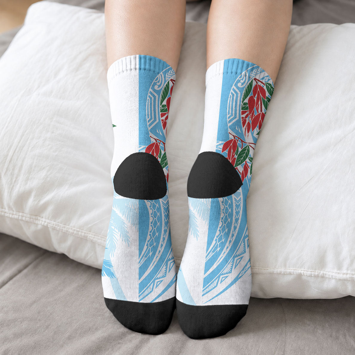 Bula Fiji Day Tagimaucia Palms Crew Socks Toso Mai Viti LT7 - Polynesian Pride