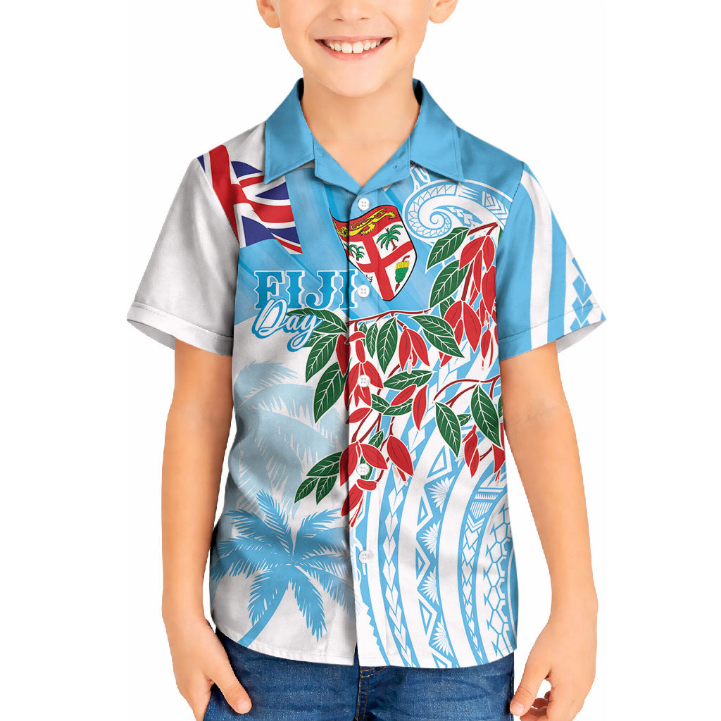 Bula Fiji Day Tagimaucia Palms Kid Hawaiian Shirt Toso Mai Viti LT7 Kid Turquoise - Polynesian Pride