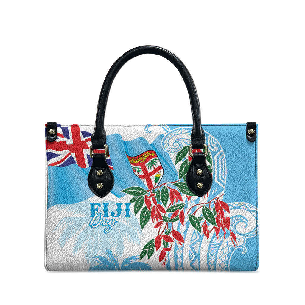 Bula Fiji Day Tagimaucia Palms Leather Bag Toso Mai Viti LT7 - Polynesian Pride