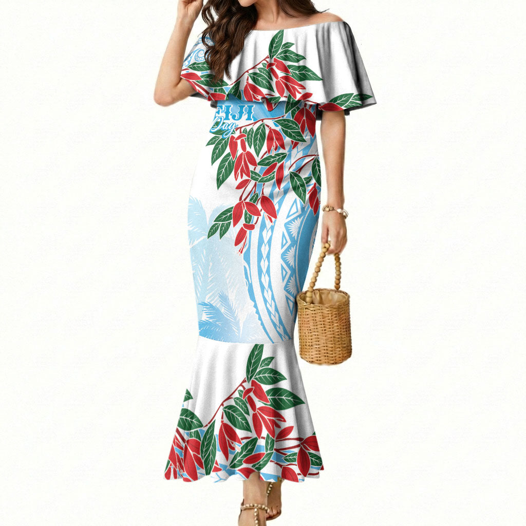 Bula Fiji Day Tagimaucia Palms Mermaid Dress Toso Mai Viti LT7 Women Turquoise - Polynesian Pride