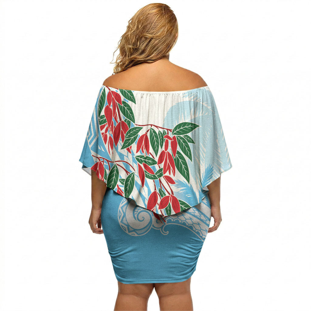 Bula Fiji Day Tagimaucia Palms Off Shoulder Short Dress Toso Mai Viti LT7 - Polynesian Pride