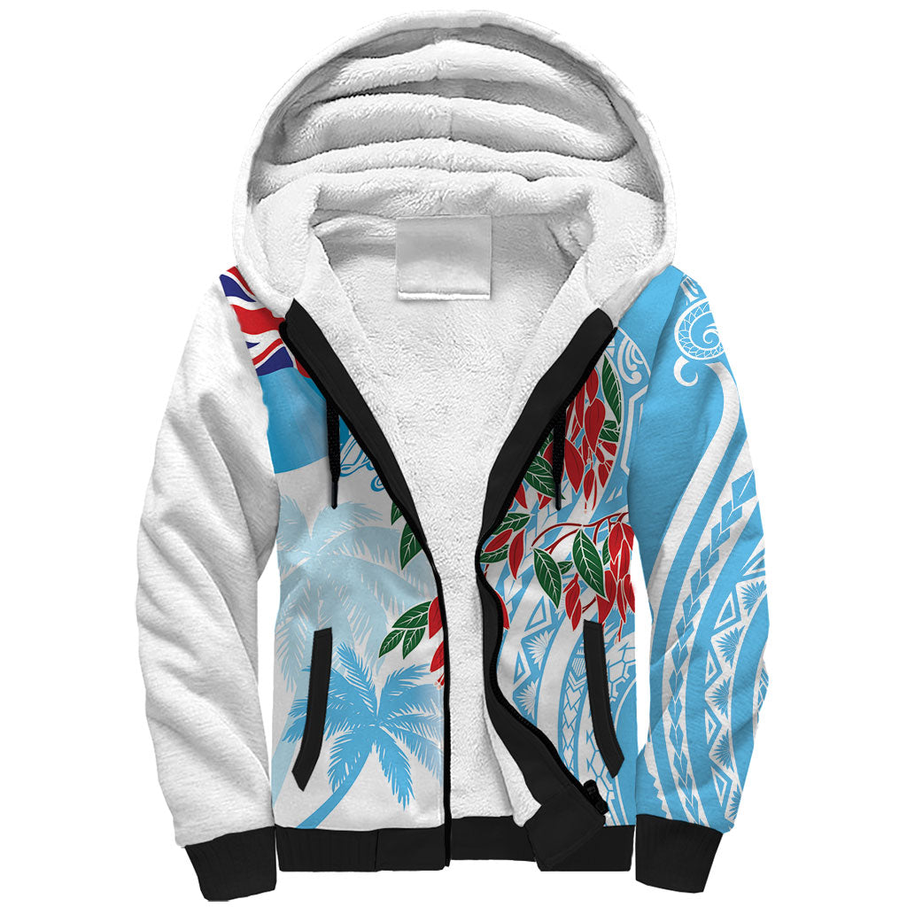Bula Fiji Day Tagimaucia Palms Sherpa Hoodie Toso Mai Viti LT7 Unisex Turquoise - Polynesian Pride