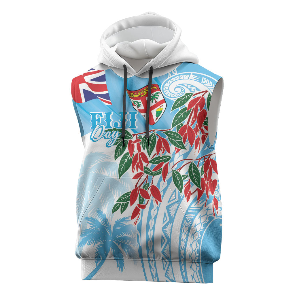 Bula Fiji Day Tagimaucia Palms Sleeveless Hoodie Toso Mai Viti LT7 Turquoise - Polynesian Pride