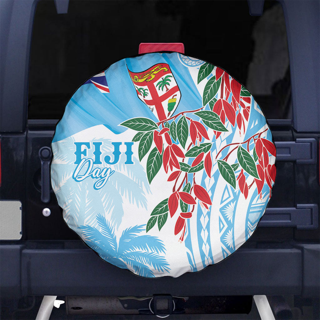 Bula Fiji Day Tagimaucia Palms Spare Tire Cover Toso Mai Viti LT7 No hole Turquoise - Polynesian Pride