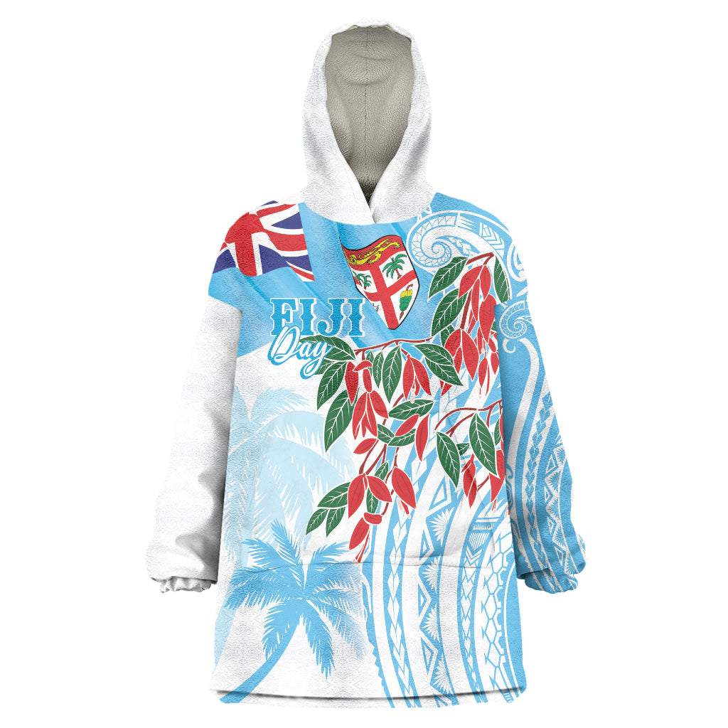 Bula Fiji Day Tagimaucia Palms Wearable Blanket Hoodie Toso Mai Viti LT7 One Size Turquoise - Polynesian Pride