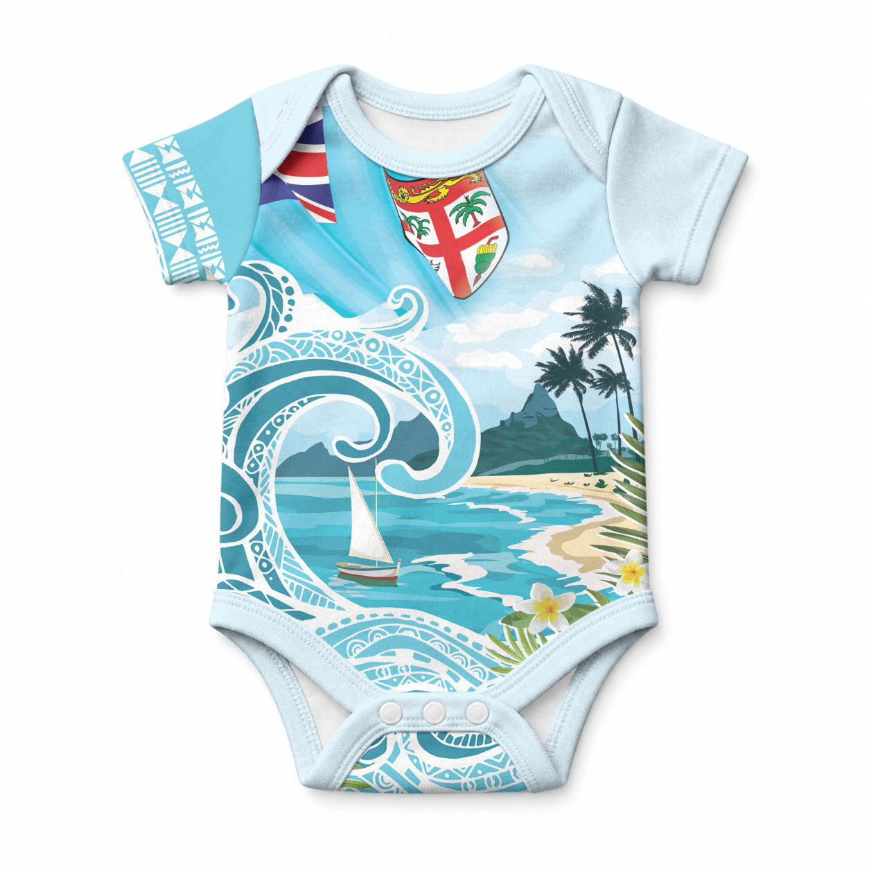 Bula Fiji Seascape Baby Onesie Fiji Day - Islands Heritage LT7 Multicolor - Polynesian Pride