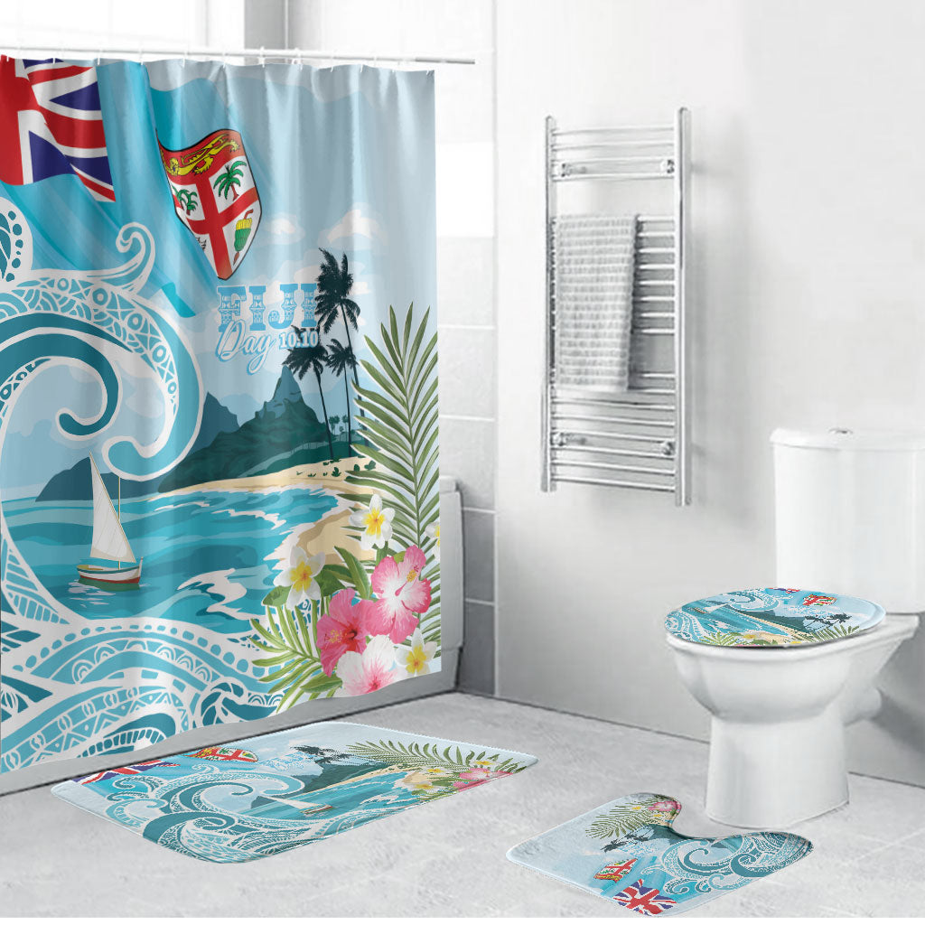 Bula Fiji Seascape Bathroom Set Fiji Day - Islands Heritage LT7 Bathroom Set (4 pcs) Multicolor - Polynesian Pride