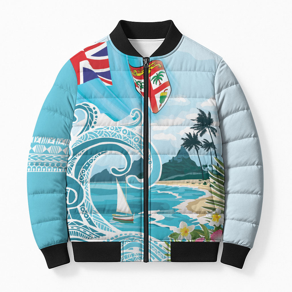 Bula Fiji Seascape Bomber Puffer Jacket Fiji Day - Islands Heritage LT7 Unisex Multicolor - Polynesian Pride