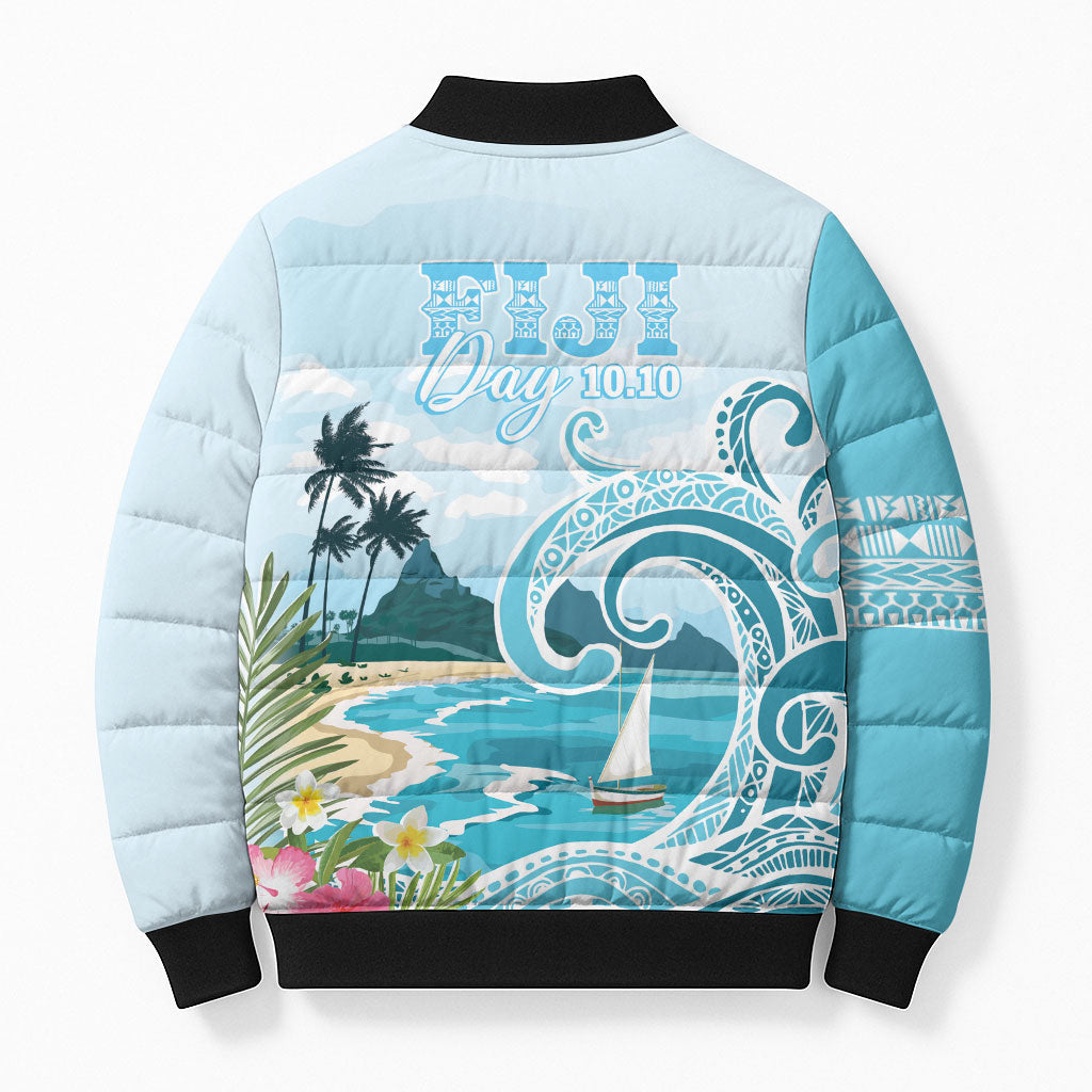 Bula Fiji Seascape Bomber Puffer Jacket Fiji Day - Islands Heritage LT7 - Polynesian Pride