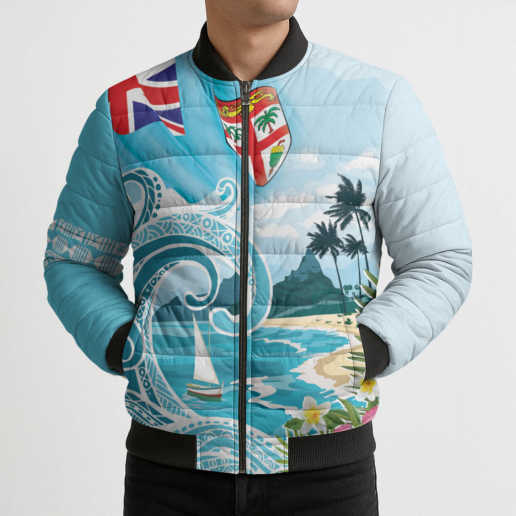 Bula Fiji Seascape Bomber Puffer Jacket Fiji Day - Islands Heritage LT7 - Polynesian Pride