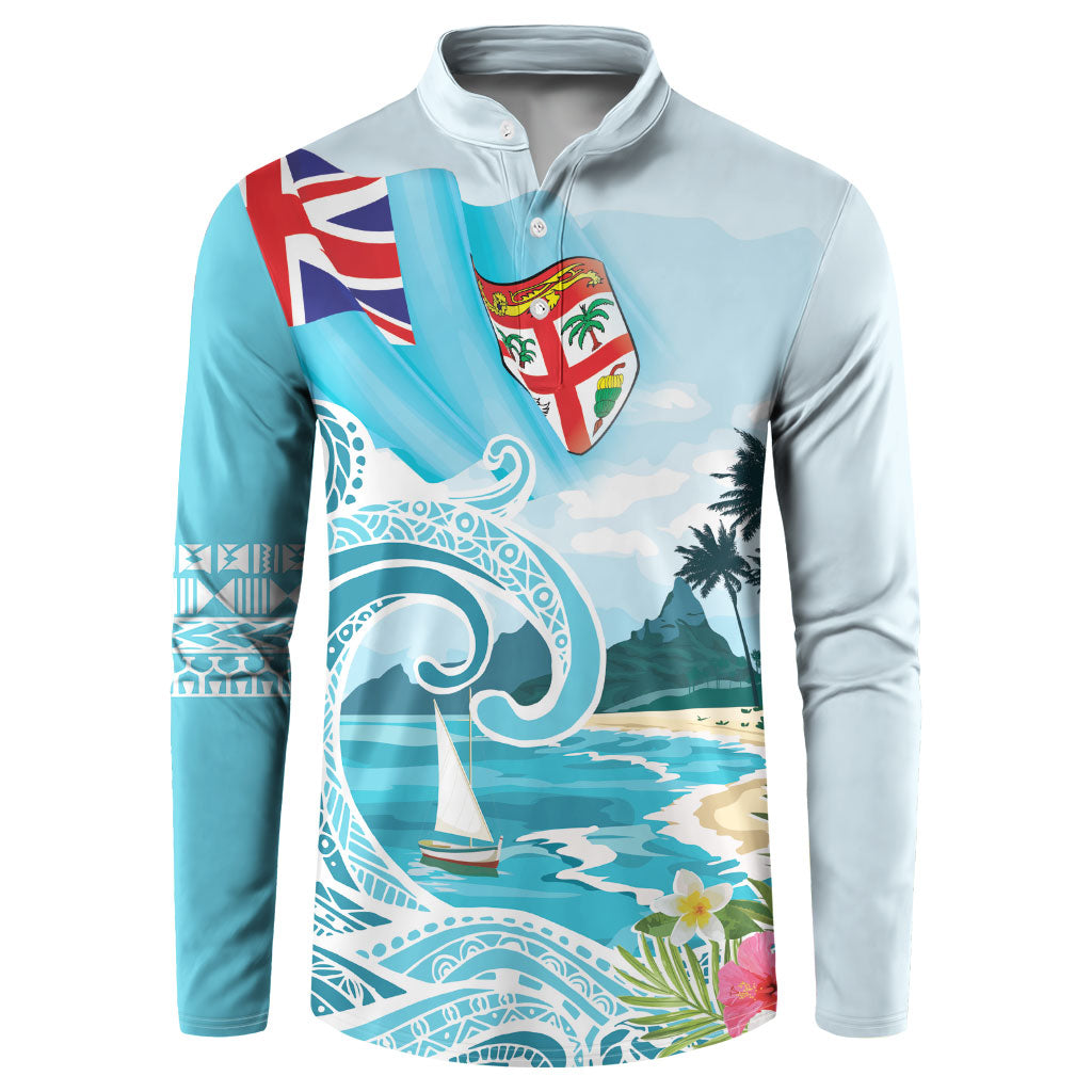 Bula Fiji Seascape Button Sweatshirt Fiji Day - Islands Heritage
