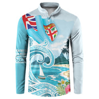 Bula Fiji Seascape Button Sweatshirt Fiji Day - Islands Heritage