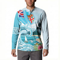 Bula Fiji Seascape Button Sweatshirt Fiji Day - Islands Heritage