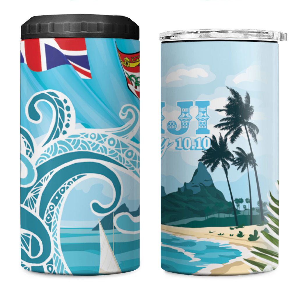 Bula Fiji Seascape 4 in 1 Can Cooler Tumbler Fiji Day - Islands Heritage LT7 One Size: 16 oz Multicolor - Polynesian Pride