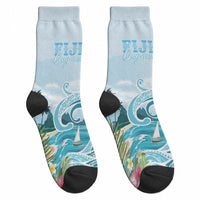 Bula Fiji Seascape Crew Socks Fiji Day - Islands Heritage LT7 - Polynesian Pride