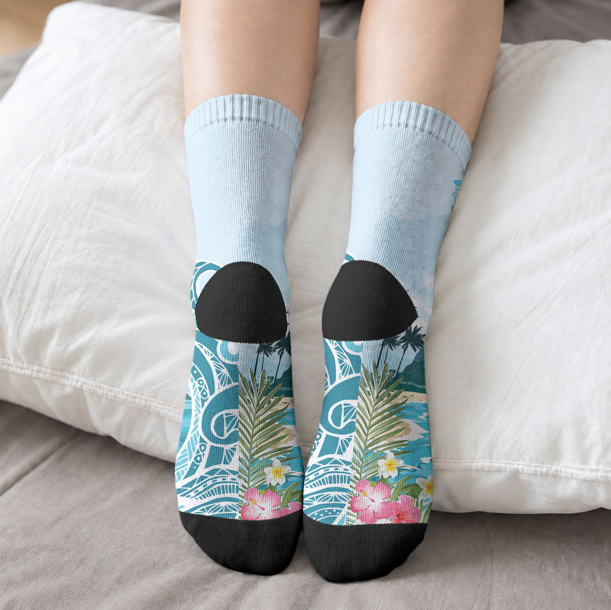Bula Fiji Seascape Crew Socks Fiji Day - Islands Heritage LT7 - Polynesian Pride