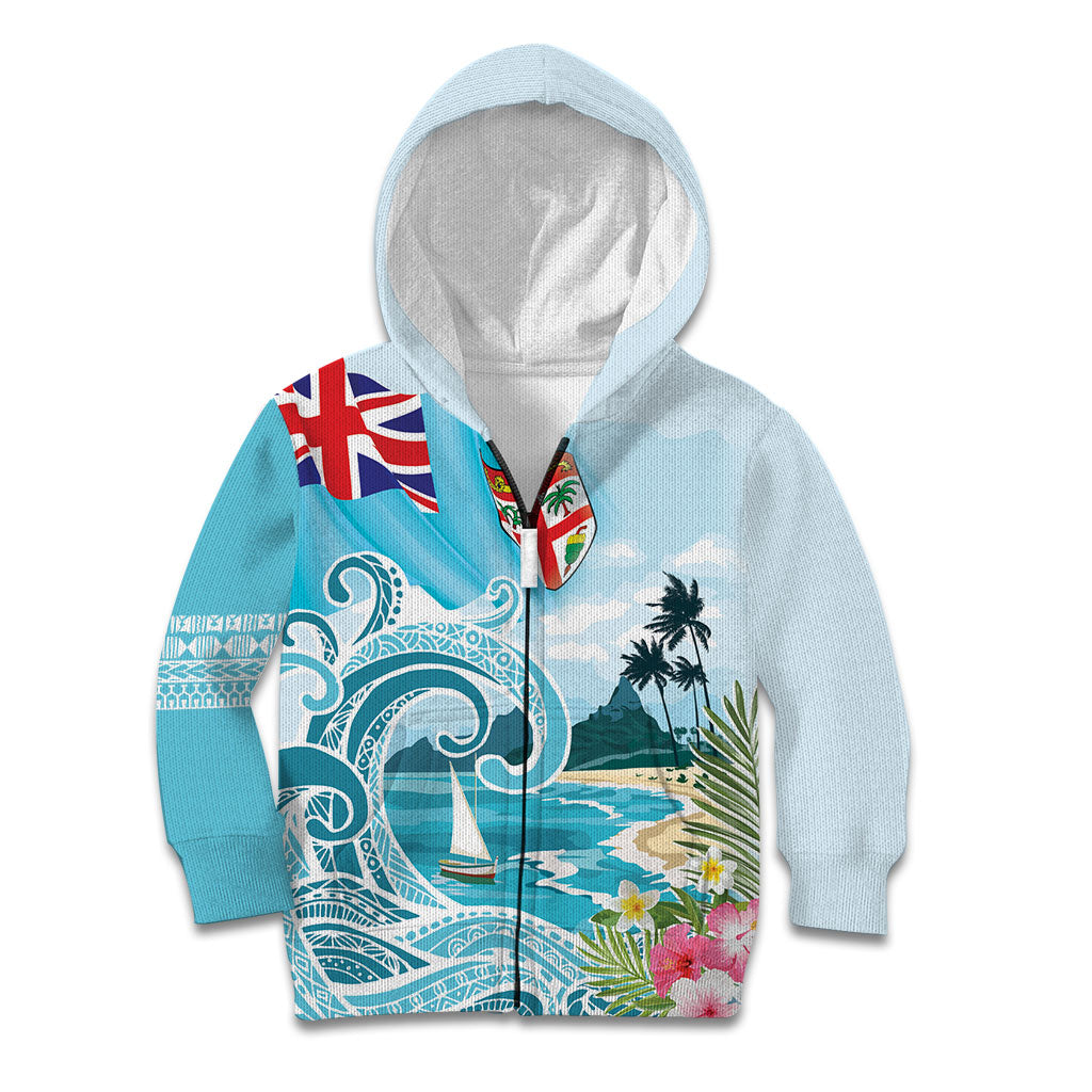 Bula Fiji Seascape Kid Hoodie Fiji Day - Islands Heritage LT7 Zip Hoodie Multicolor - Polynesian Pride