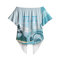 Bula Fiji Seascape Off Shoulder Wrap Waist Top Fiji Day - Islands Heritage LT7 - Polynesian Pride