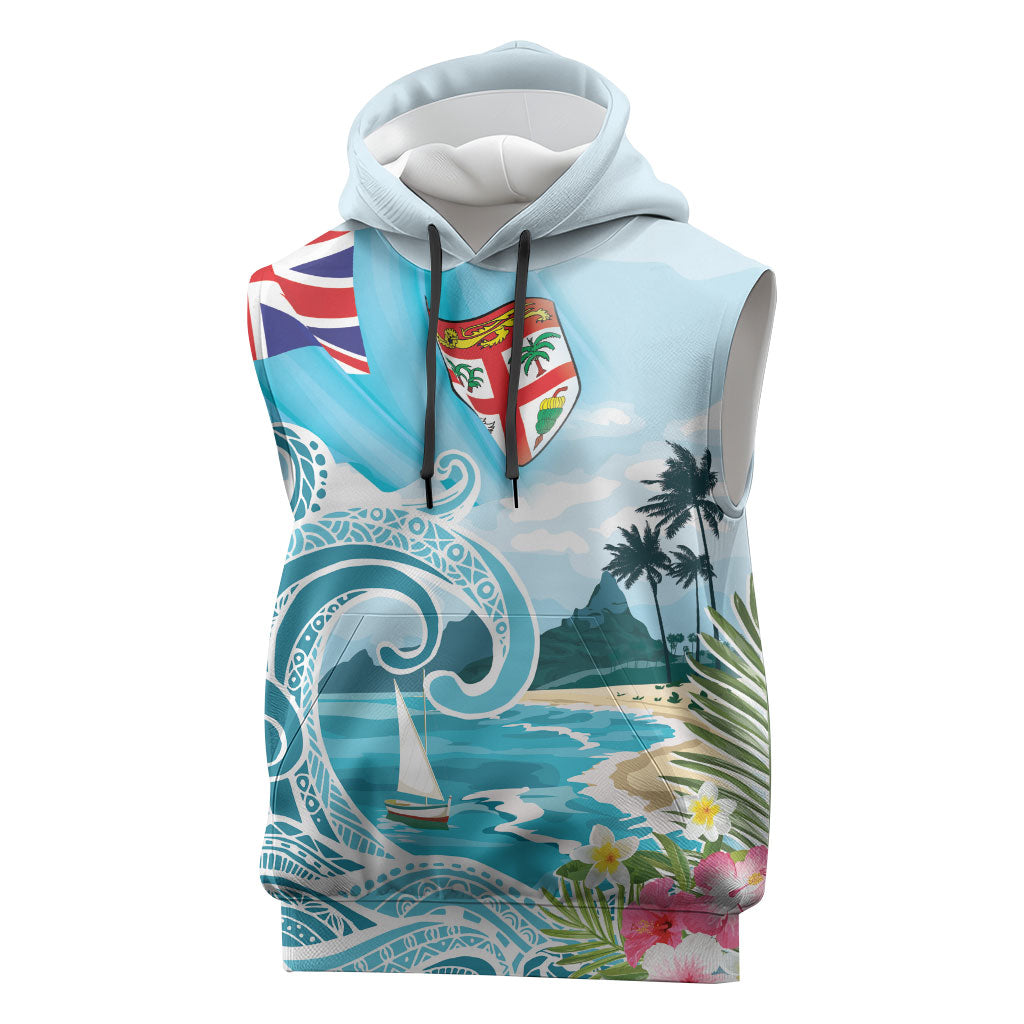 Bula Fiji Seascape Sleeveless Hoodie Fiji Day - Islands Heritage LT7 Multicolor - Polynesian Pride