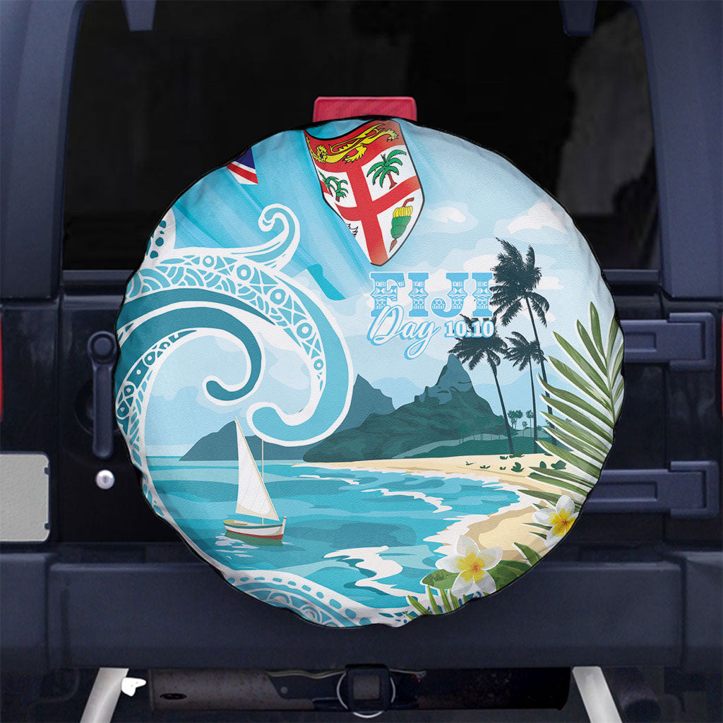 Bula Fiji Seascape Spare Tire Cover Fiji Day - Islands Heritage LT7 No hole Multicolor - Polynesian Pride