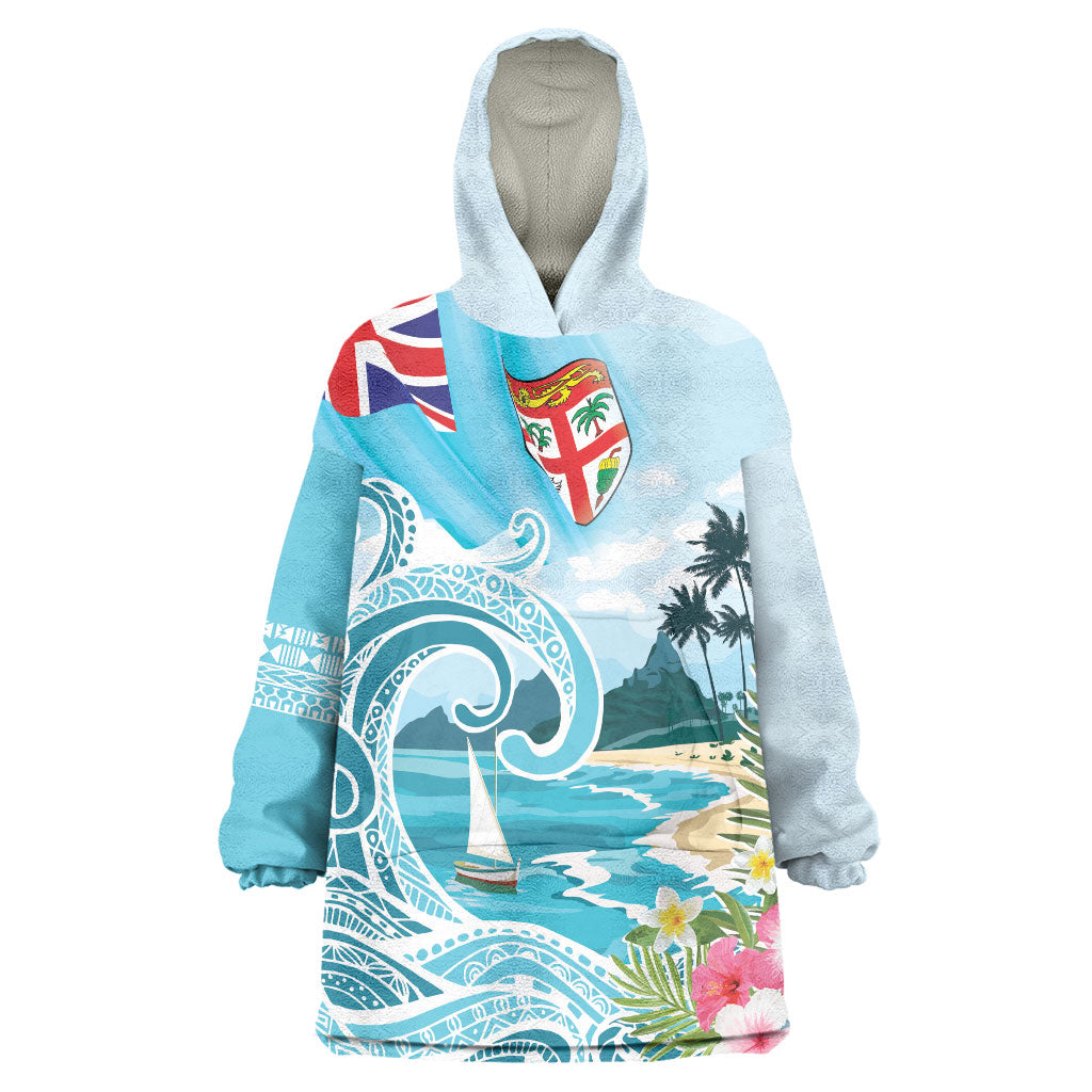 Bula Fiji Seascape Wearable Blanket Hoodie Fiji Day - Islands Heritage LT7 One Size Multicolor - Polynesian Pride