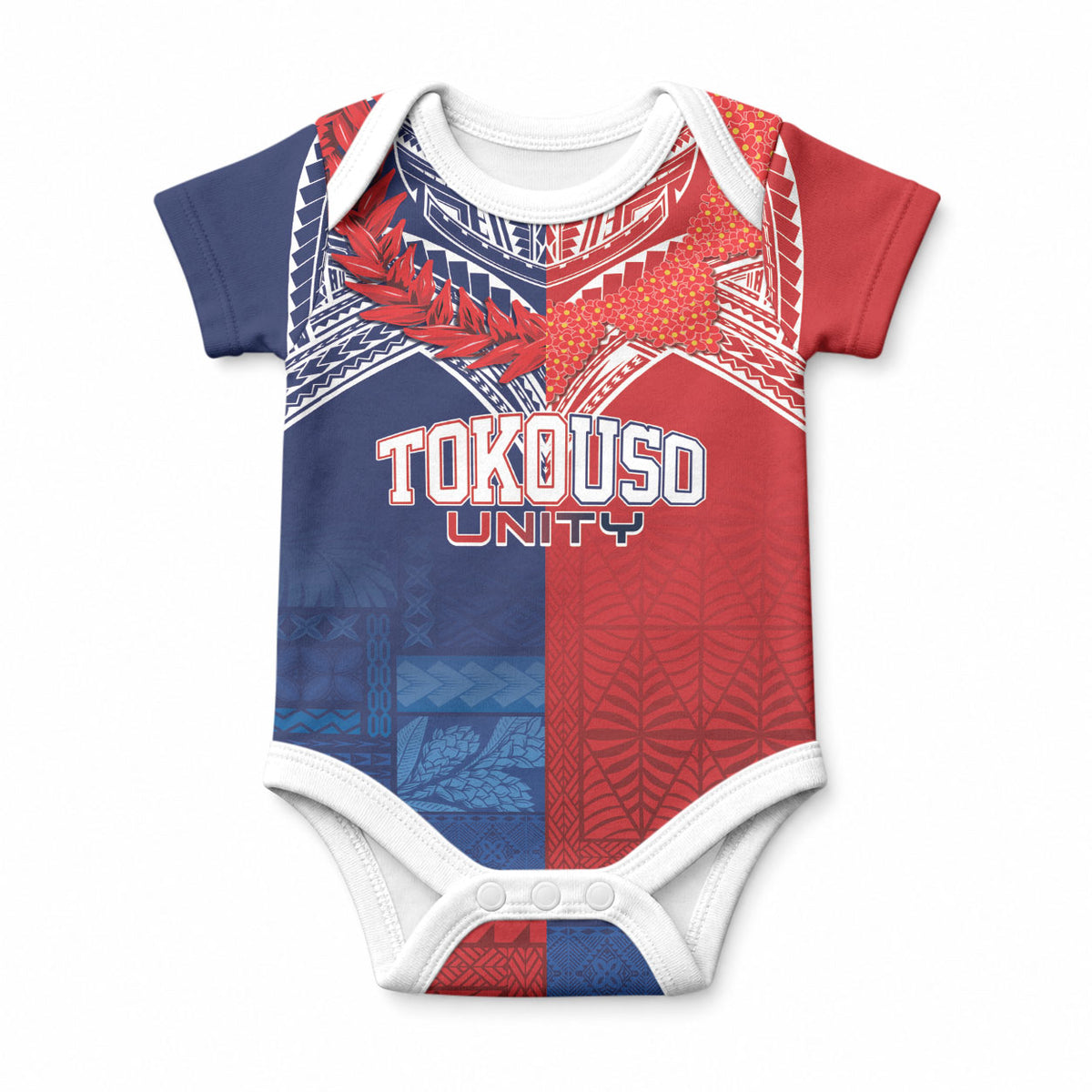 TokoUso Tonga Samoa Brothers Forever Custom Baby Onesie Ulafala and Heilala Unity LT7 Red Blue - Polynesian Pride