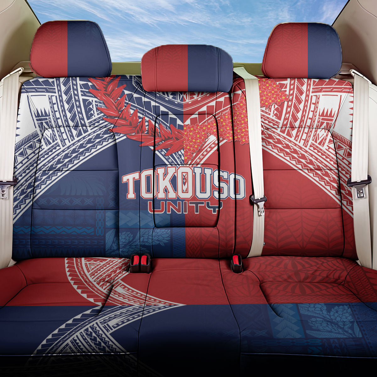 TokoUso Tonga Samoa Brothers Forever Back Car Seat Cover Ulafala and Heilala Unity LT7 One Size Red Blue - Polynesian Pride