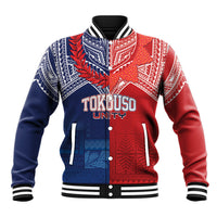TokoUso Tonga Samoa Brothers Forever Custom Baseball Jacket Ulafala and Heilala Unity LT7 Unisex Red Blue - Polynesian Pride
