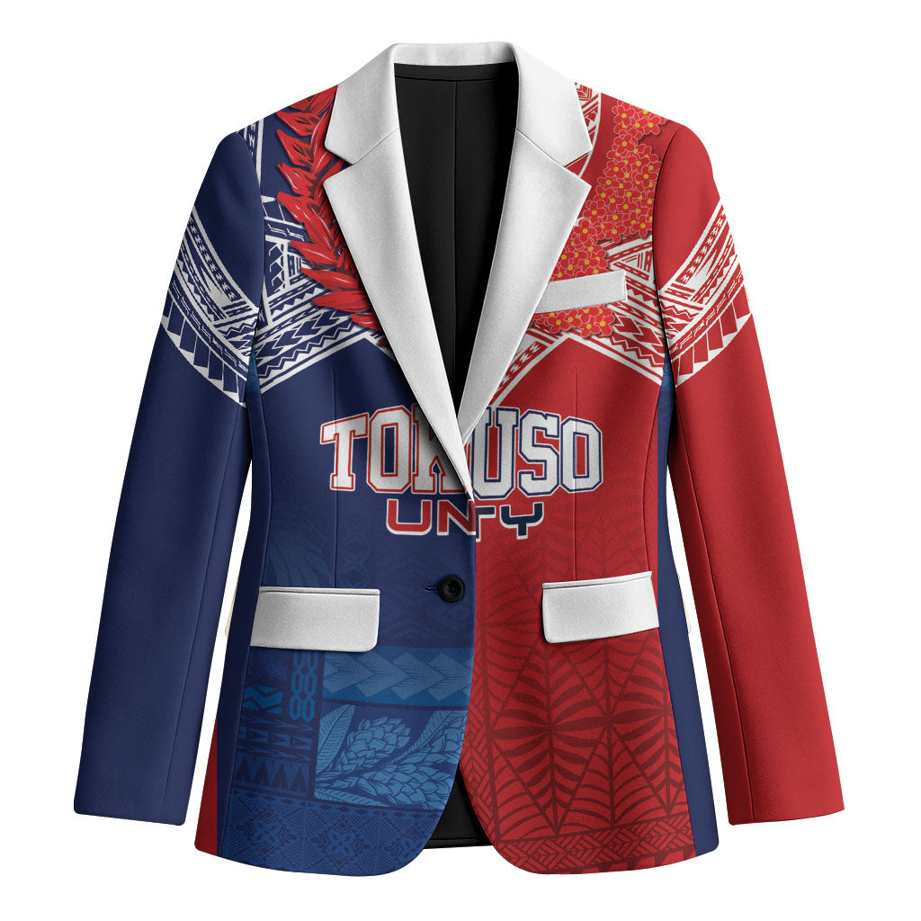 TokoUso Tonga Samoa Brothers Forever Custom Blazer Ulafala and Heilala Unity LT7 Unisex Red Blue - Polynesian Pride