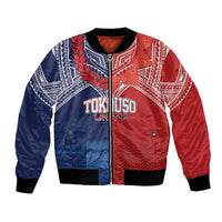 TokoUso Tonga Samoa Brothers Forever Custom Bomber Jacket Ulafala and Heilala Unity LT7 Unisex Red Blue - Polynesian Pride