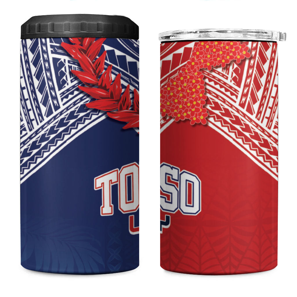 TokoUso Tonga Samoa Brothers Forever 4 in 1 Can Cooler Tumbler Ulafala and Heilala Unity LT7 One Size: 16 oz Red Blue - Polynesian Pride