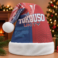TokoUso Tonga Samoa Brothers Forever Christmas Santa Hat Ulafala and Heilala Unity LT7 Without Fur Red Blue - Polynesian Pride