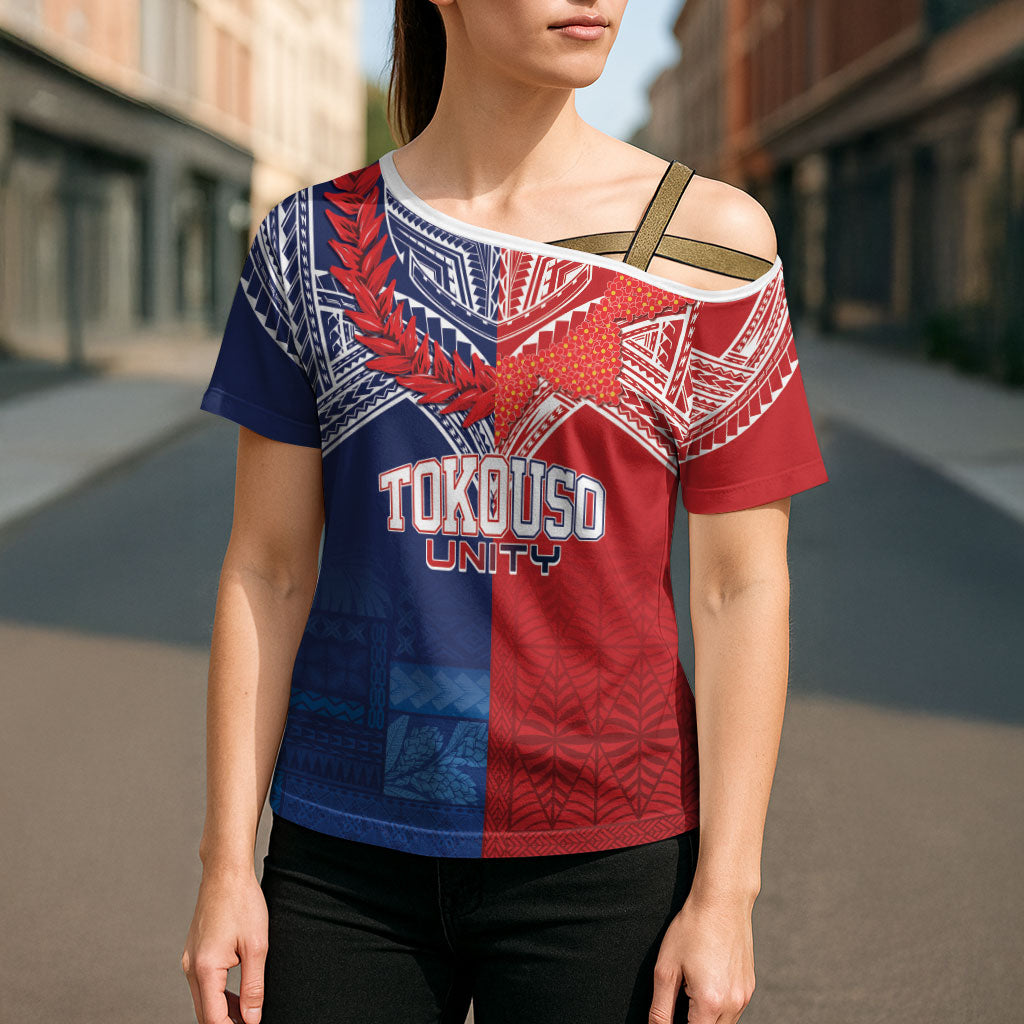 TokoUso Tonga Samoa Brothers Forever Custom Cross Shoulder Shirt Ulafala and Heilala Unity LT7 - Polynesian Pride
