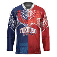 TokoUso Tonga Samoa Brothers Forever Custom Hockey Jersey Ulafala and Heilala Unity LT7 Unisex Red Blue - Polynesian Pride