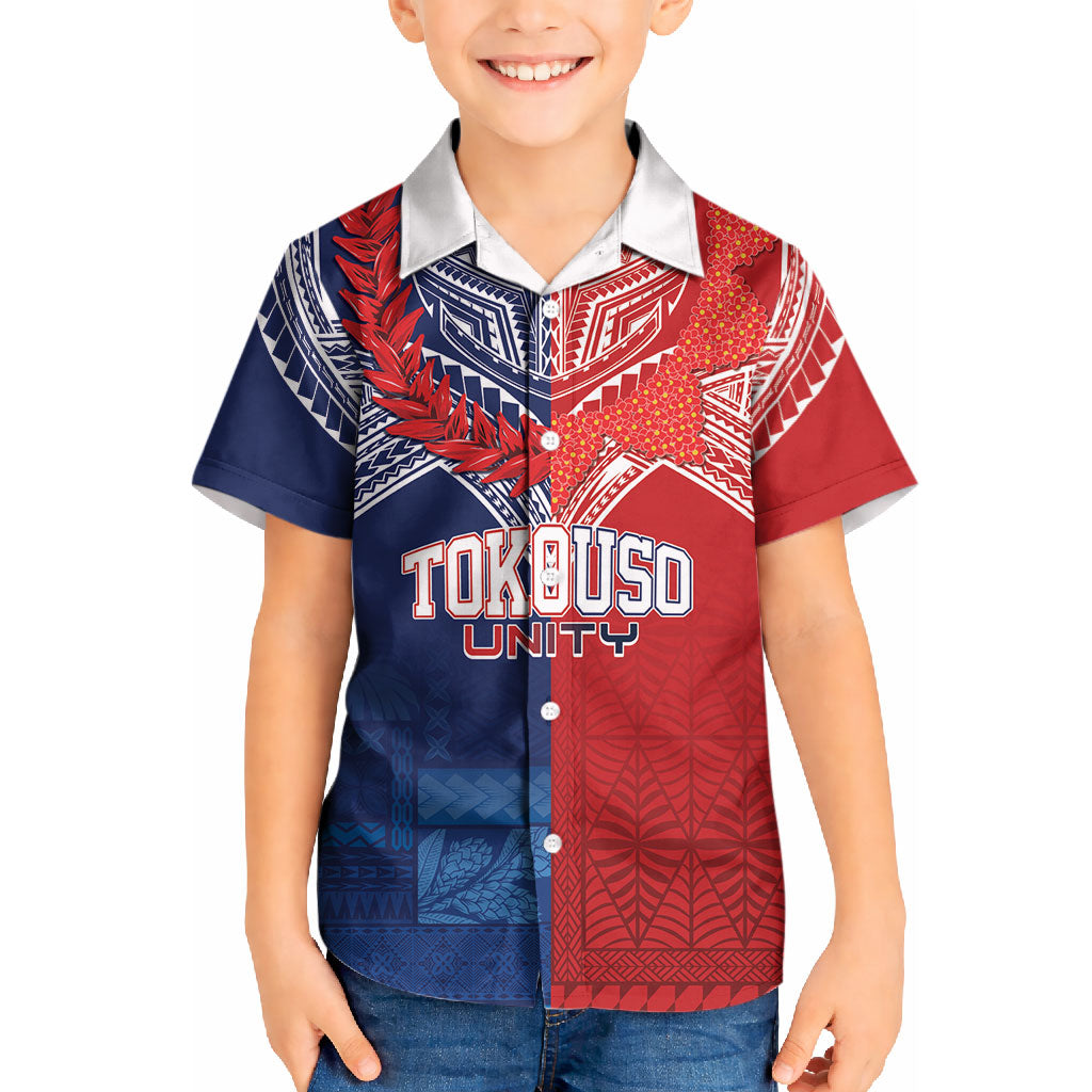 TokoUso Tonga Samoa Brothers Forever Custom Kid Hawaiian Shirt Ulafala and Heilala Unity LT7 Kid Red Blue - Polynesian Pride