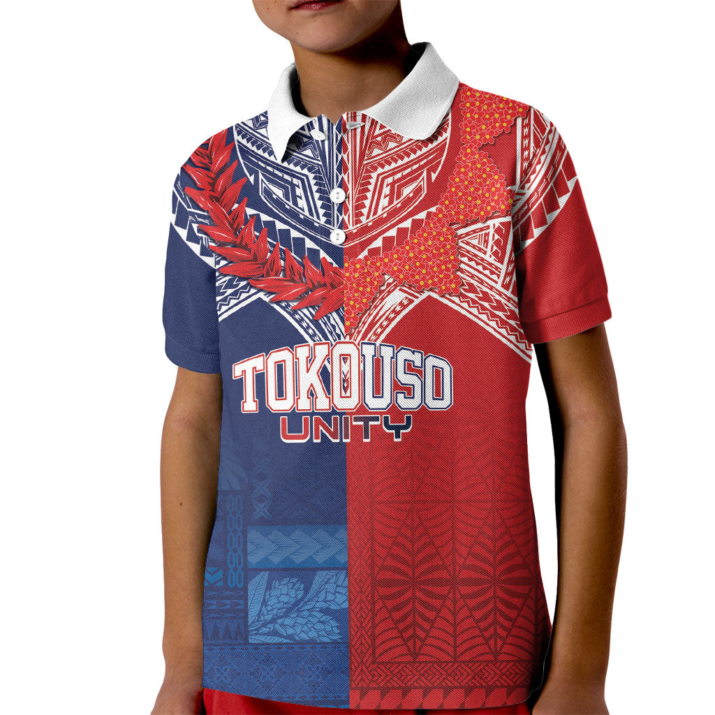 TokoUso Tonga Samoa Brothers Forever Custom Kid Polo Shirt Ulafala and Heilala Unity LT7 Kid Red Blue - Polynesian Pride